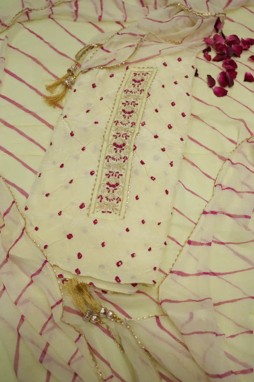 Jaipuri Cotton Suit With Bandhej-Inspired Textures