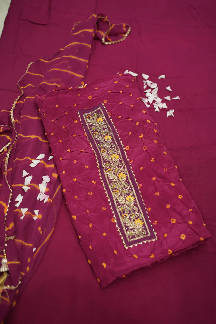 Jaipuri Cotton Suit With Bandhej-Inspired Textures