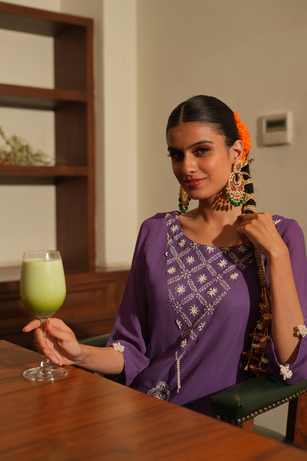 Plum Pearl Kurta Set - Purple