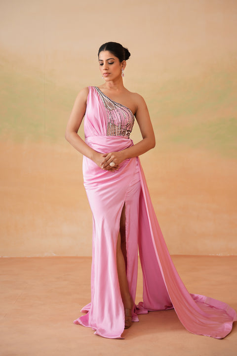 Pink Embroidered Gown