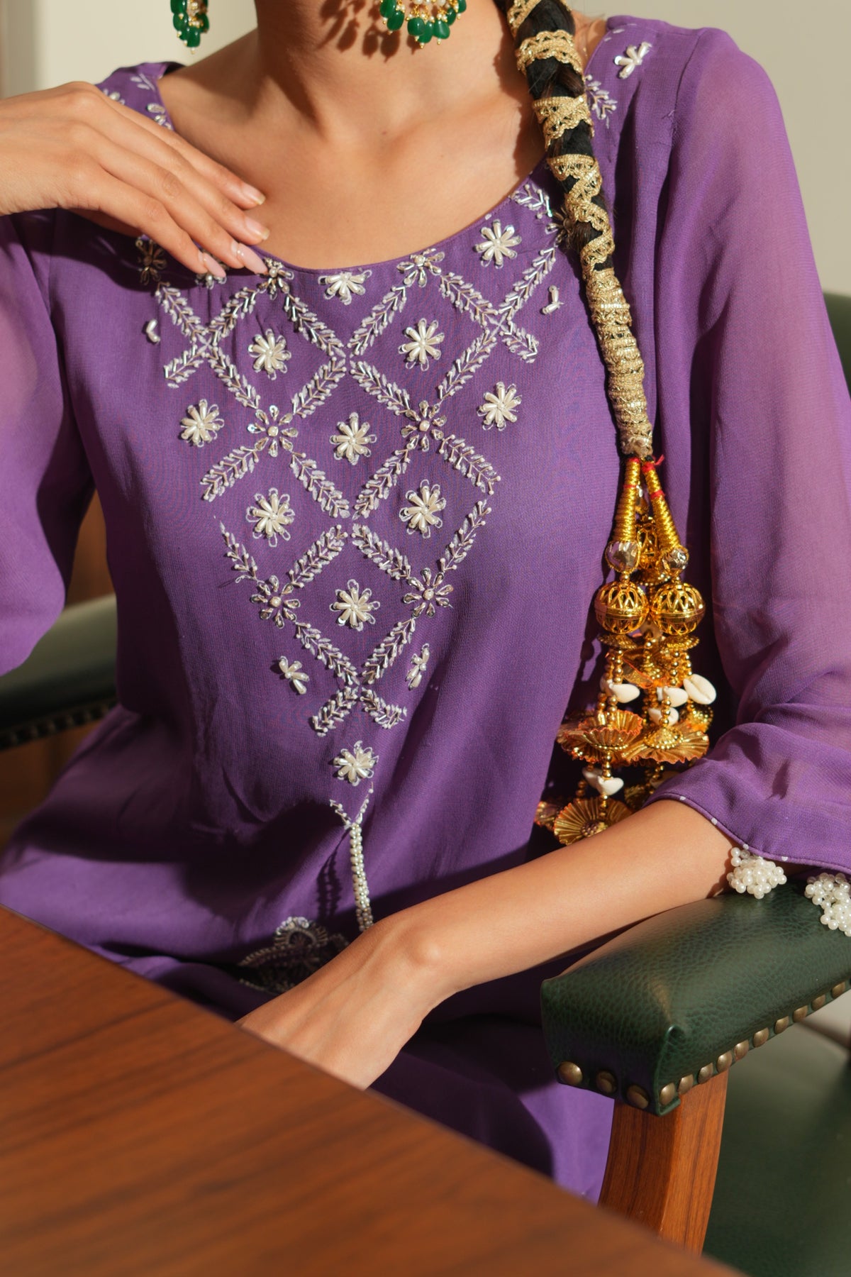 Plum Pearl Kurta Set - Purple