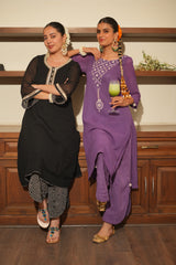 Plum Pearl Kurta Set - Purple