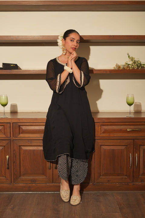 Black Mirror Bandhani Coord Set