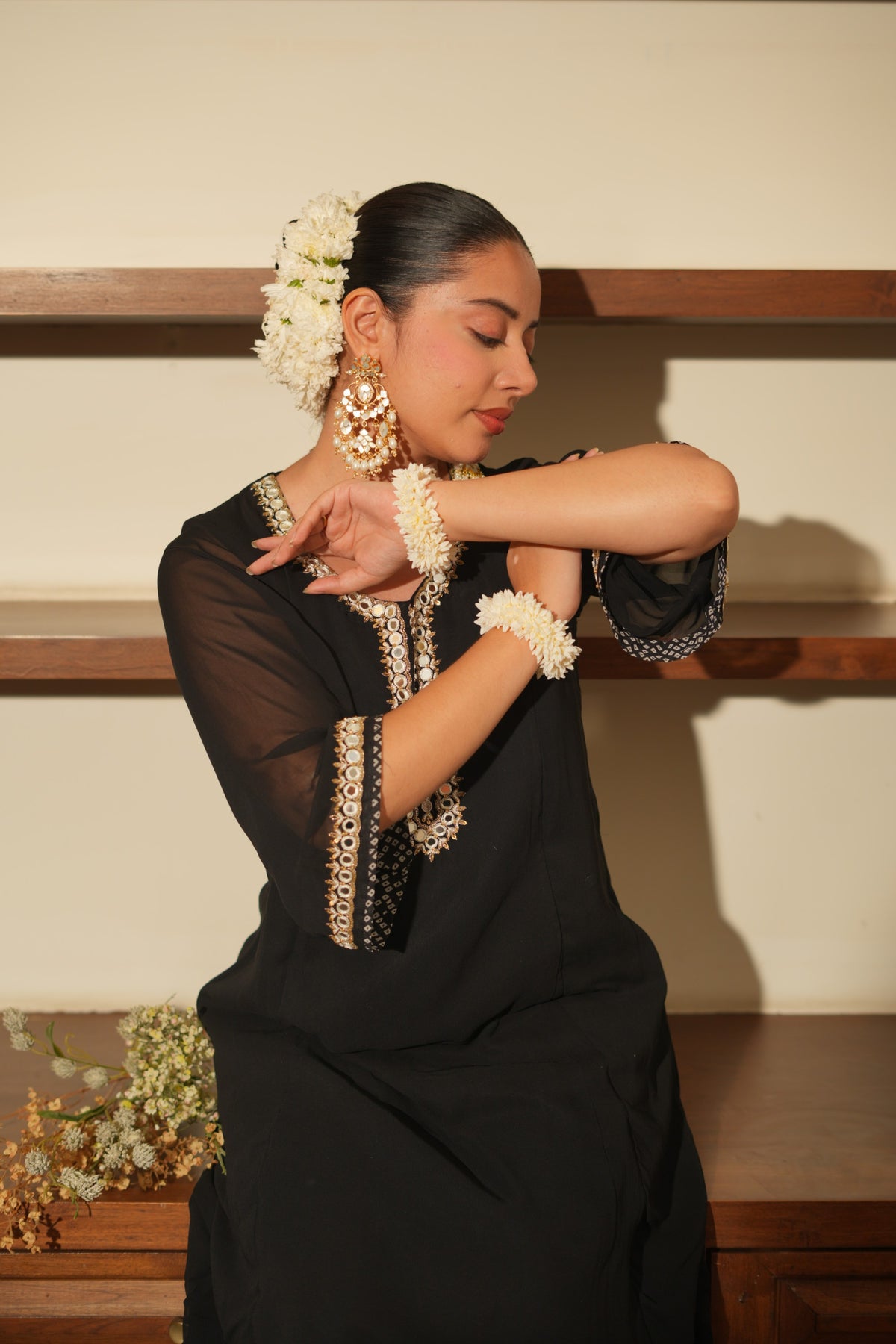 Black Mirror Bandhani Coord Set