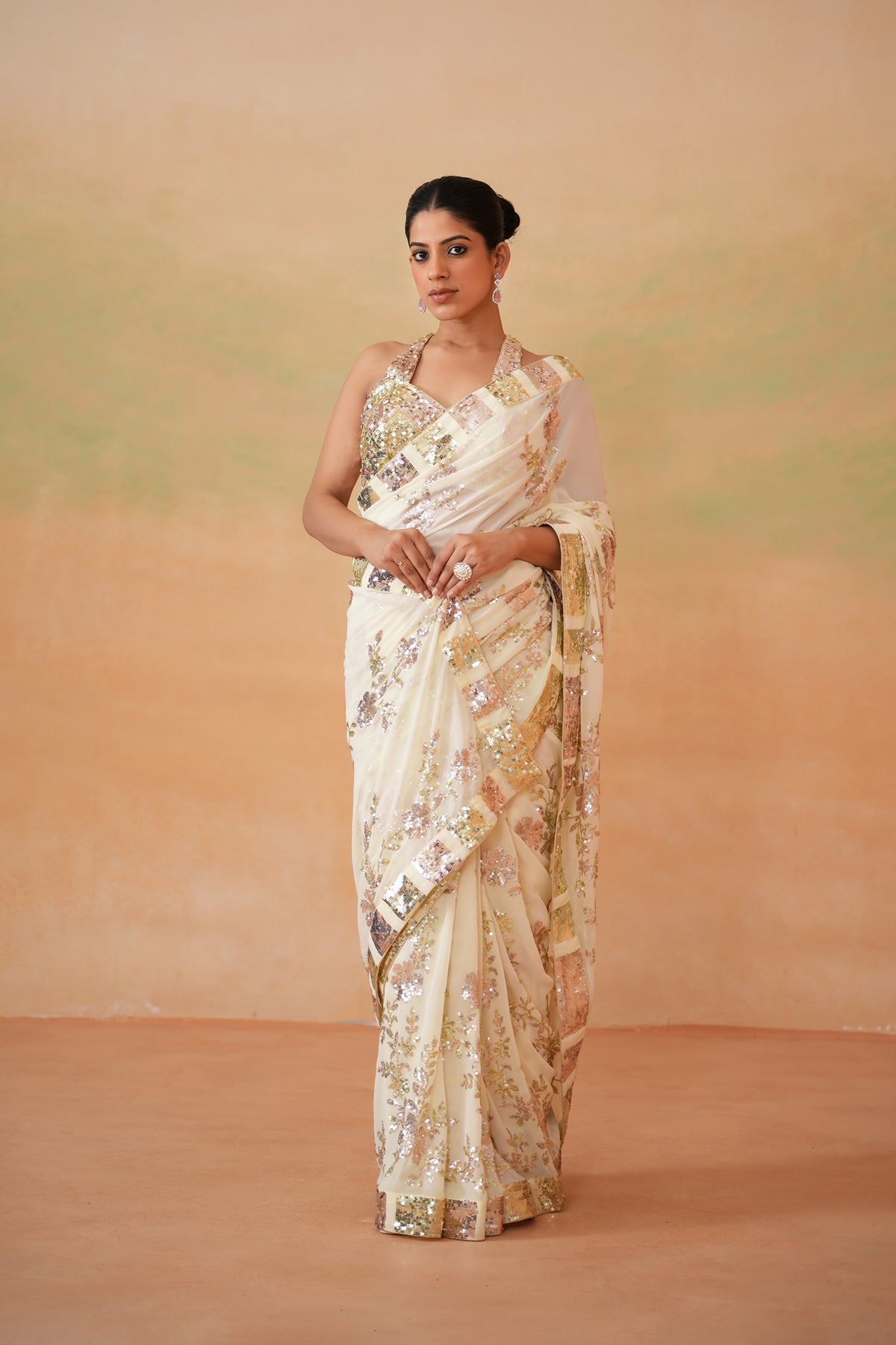 Lime Yellow Blouse, Peticoat, Running Saree