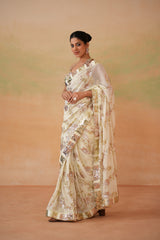 Lime Yellow Blouse, Peticoat, Running Saree