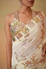 Lime Yellow Blouse, Peticoat, Running Saree