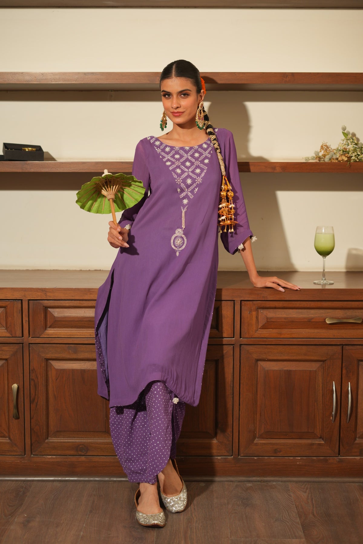 Plum Pearl Kurta Set - Purple