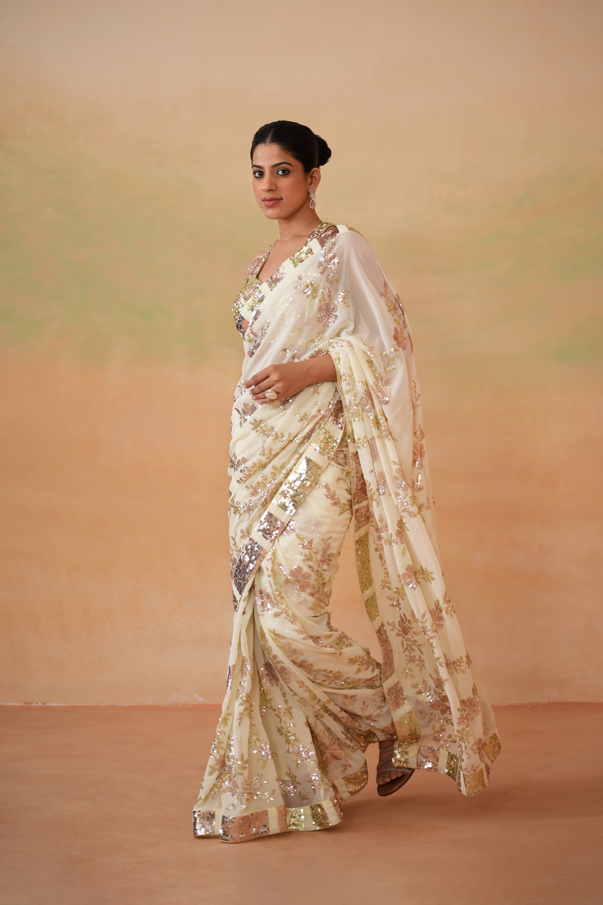Lime Yellow Blouse, Peticoat, Running Saree