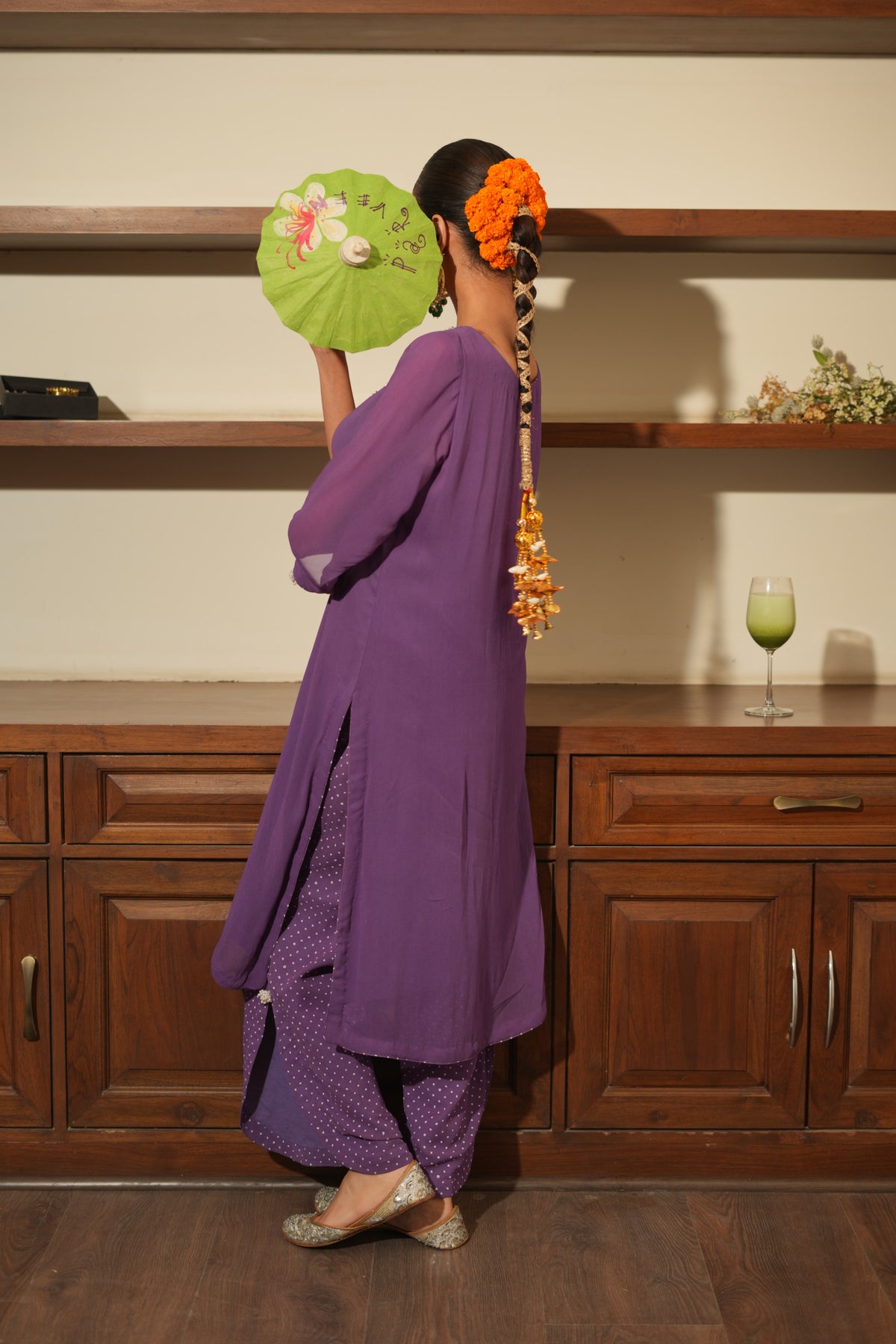 Plum Pearl Kurta Set - Purple