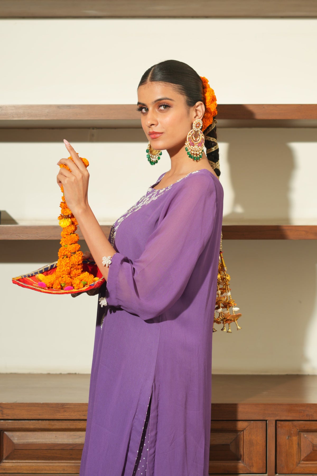 Plum Pearl Kurta Set - Purple