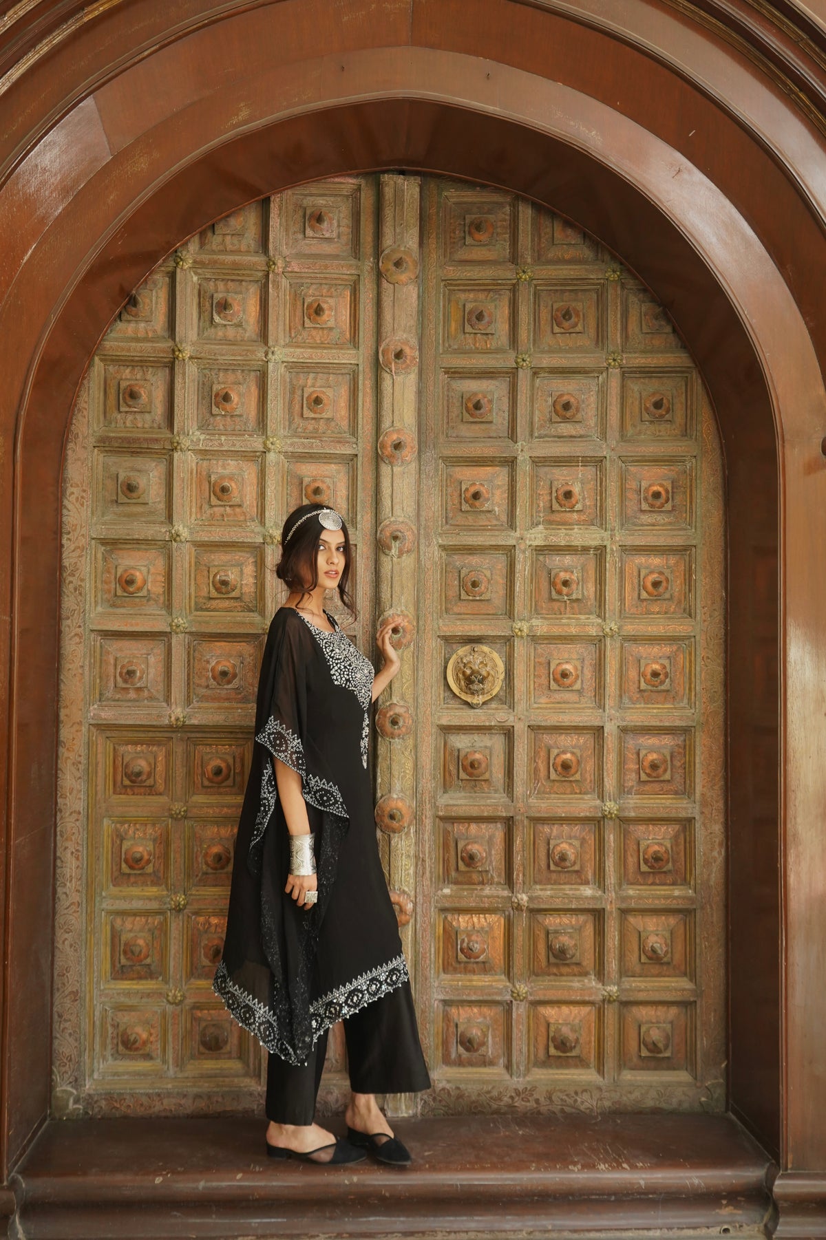 Black Bandhani Kaftan Set