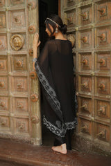 Black Bandhani Kaftan Set