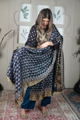 Neel Ajrakh Kurta Pants And Dupatta Set