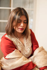 Noor-E-Gul Ruby Red Embellished Kurta Set