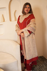 Noor-E-Gul Ruby Red Embellished Kurta Set