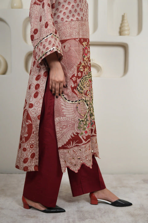 Gulkand Nayika Kalamkari Embroidered Kurta Set