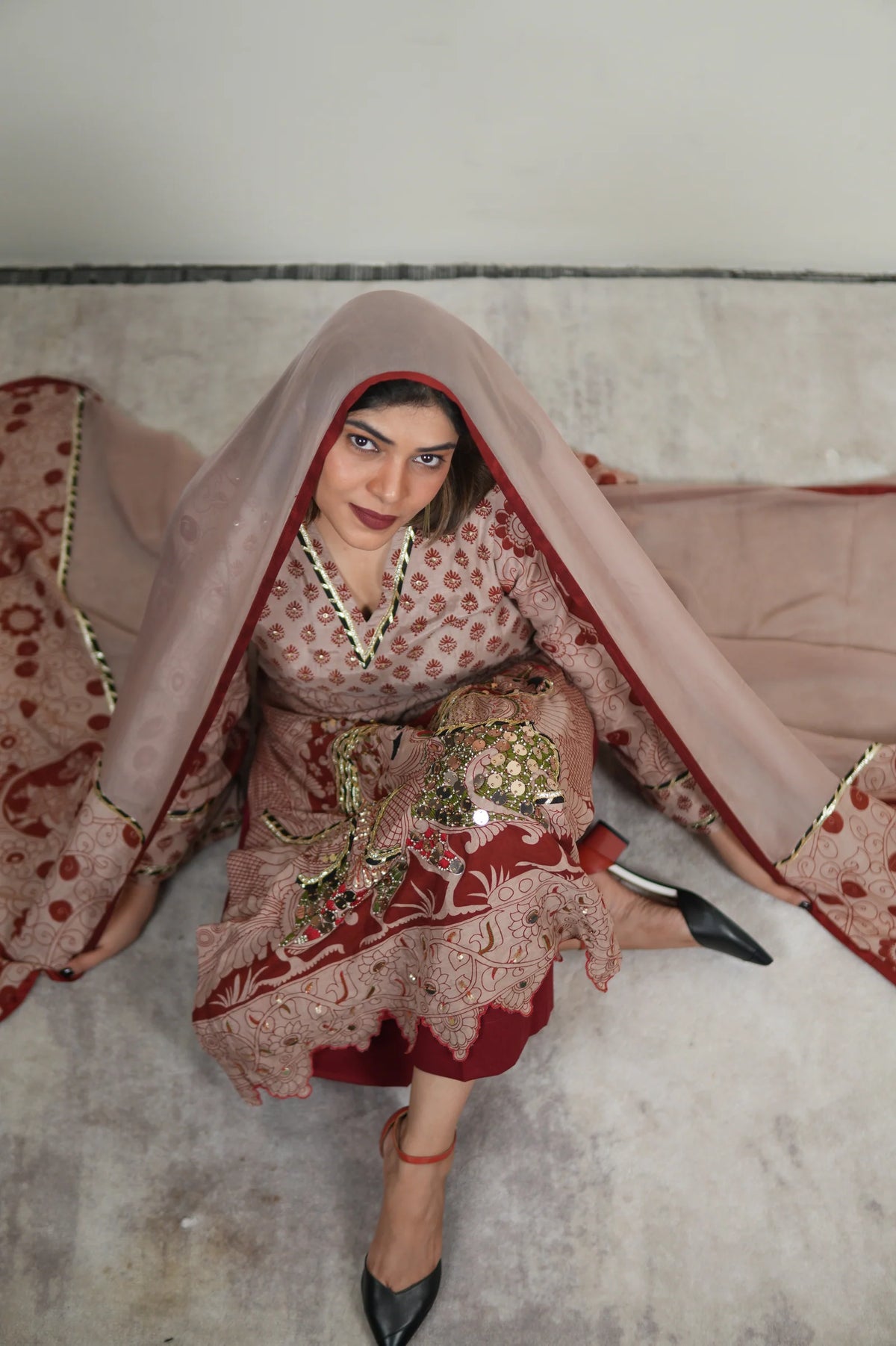 Gulkand Nayika Kalamkari Embroidered Kurta Set
