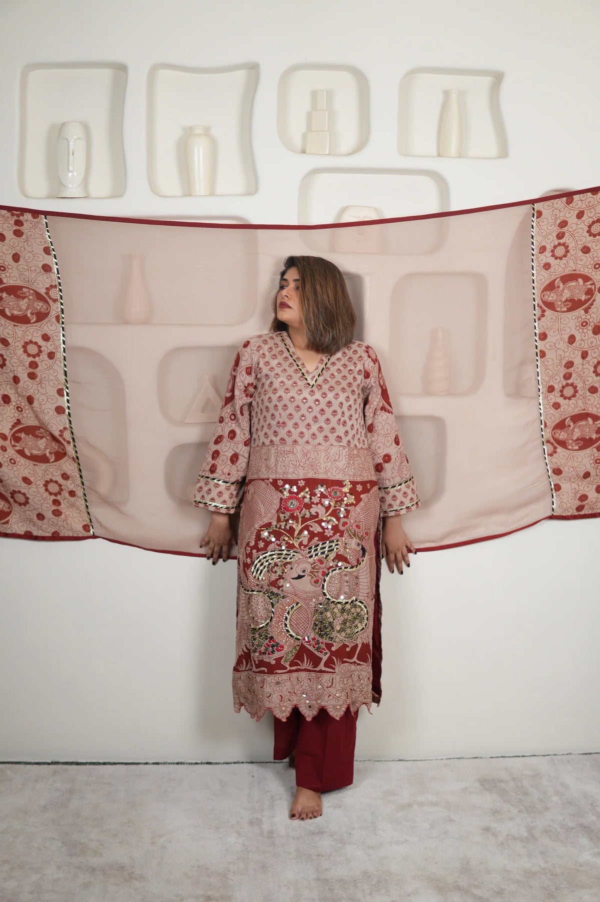 Gulkand Nayika Kalamkari Embroidered Kurta Set