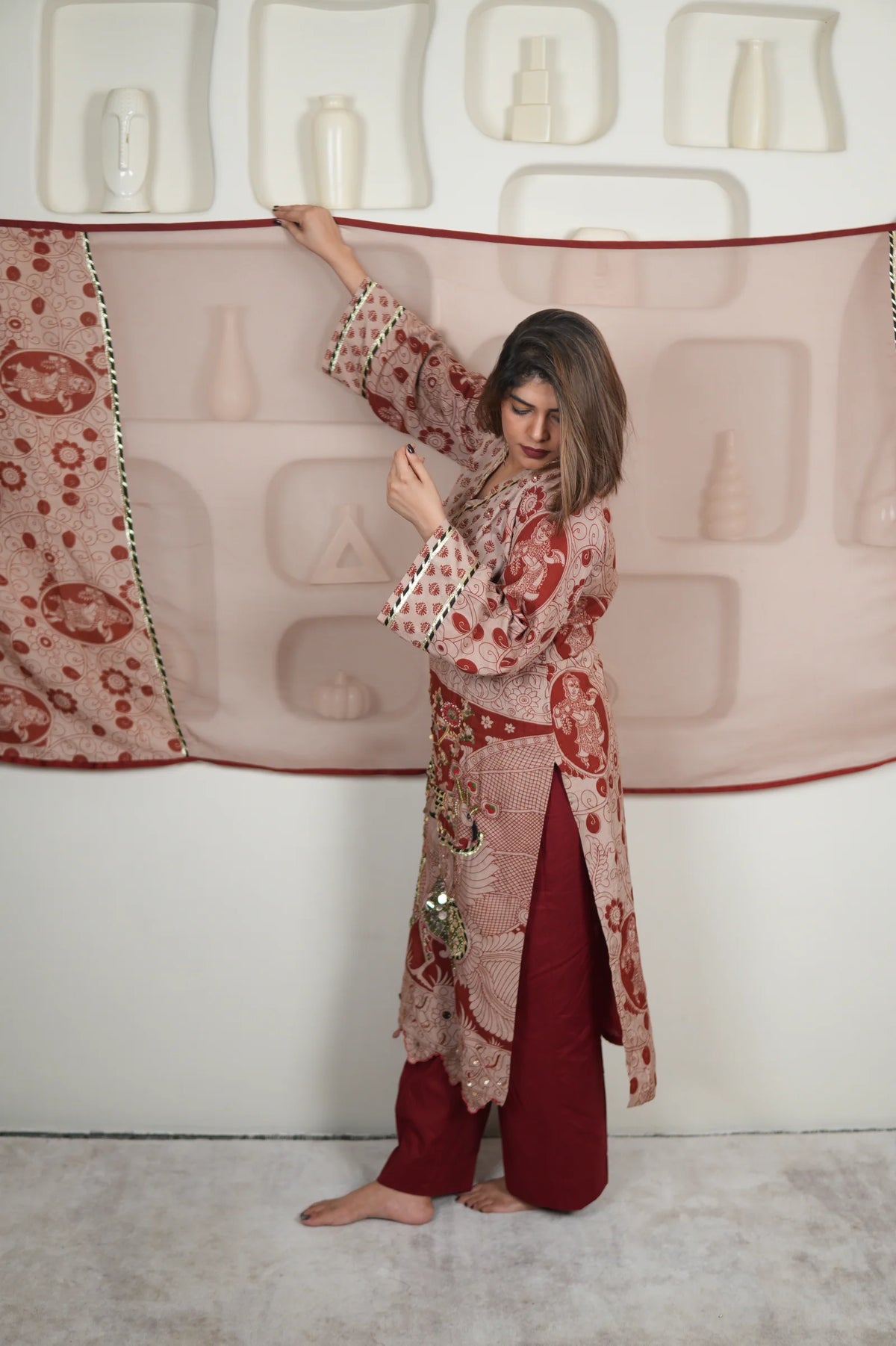 Gulkand Nayika Kalamkari Embroidered Kurta Set