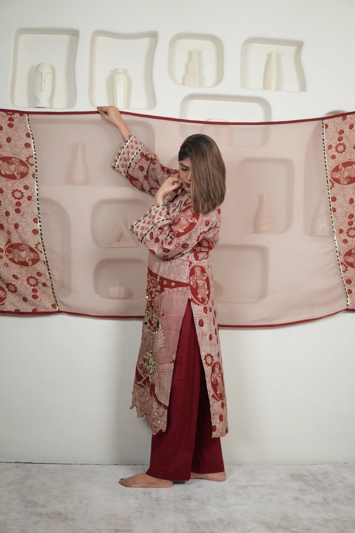 Gulkand Nayika Kalamkari Embroidered Kurta Set