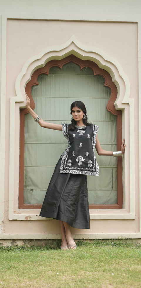 Midnight Bloom Skirt Set