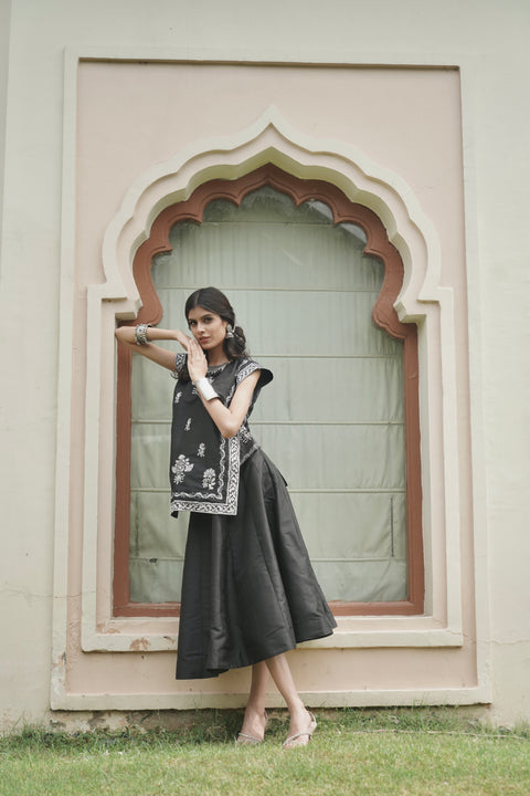 Midnight Bloom Skirt Set