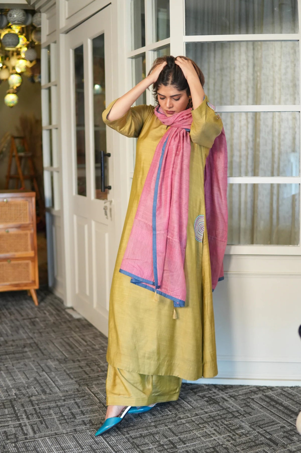 Sunehri Maati – Handwoven Mustard Kurta And Farshi Shalwar Set