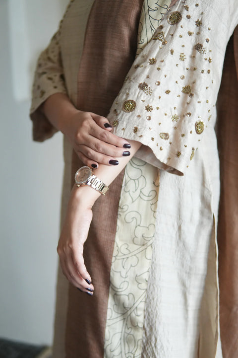 Khaas Gul Raw Silk Tunic And Pants With Dupatta