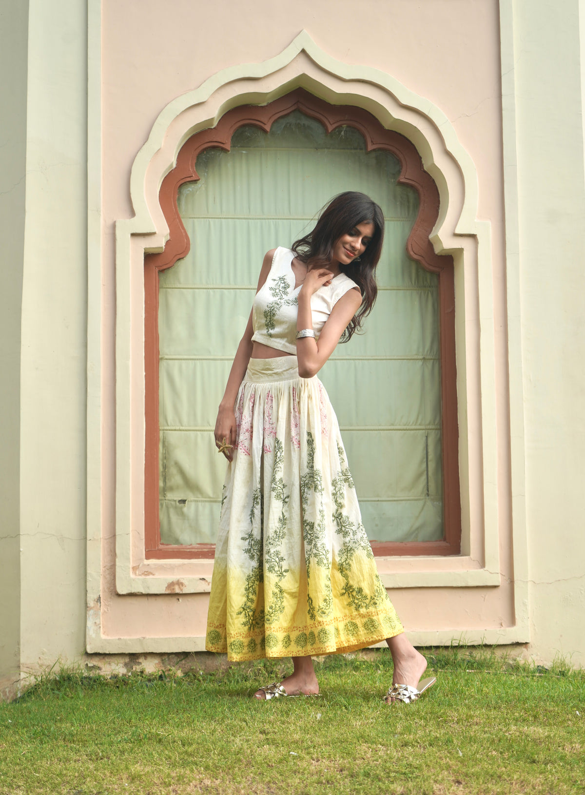 Summer Skirt Set - Yellow & White