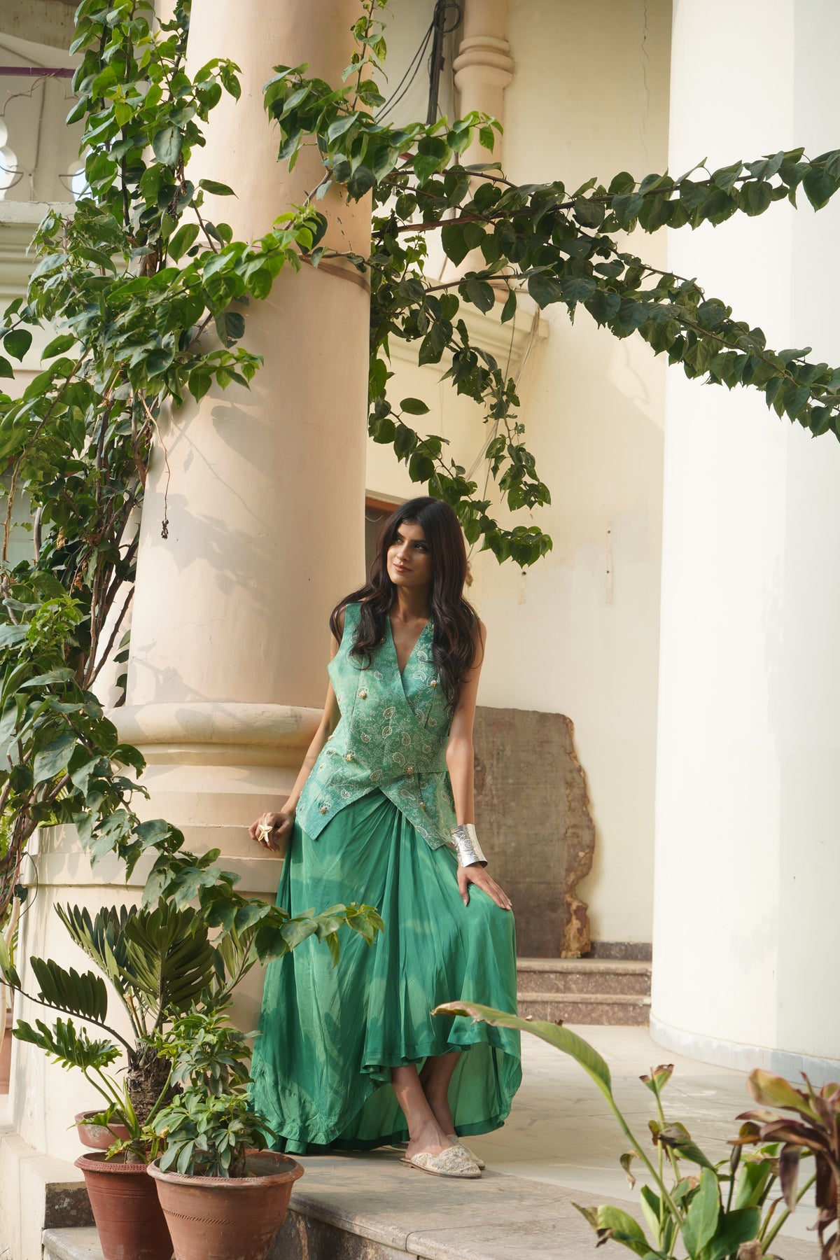 Peacock Blue Embroidered Kurta Set
