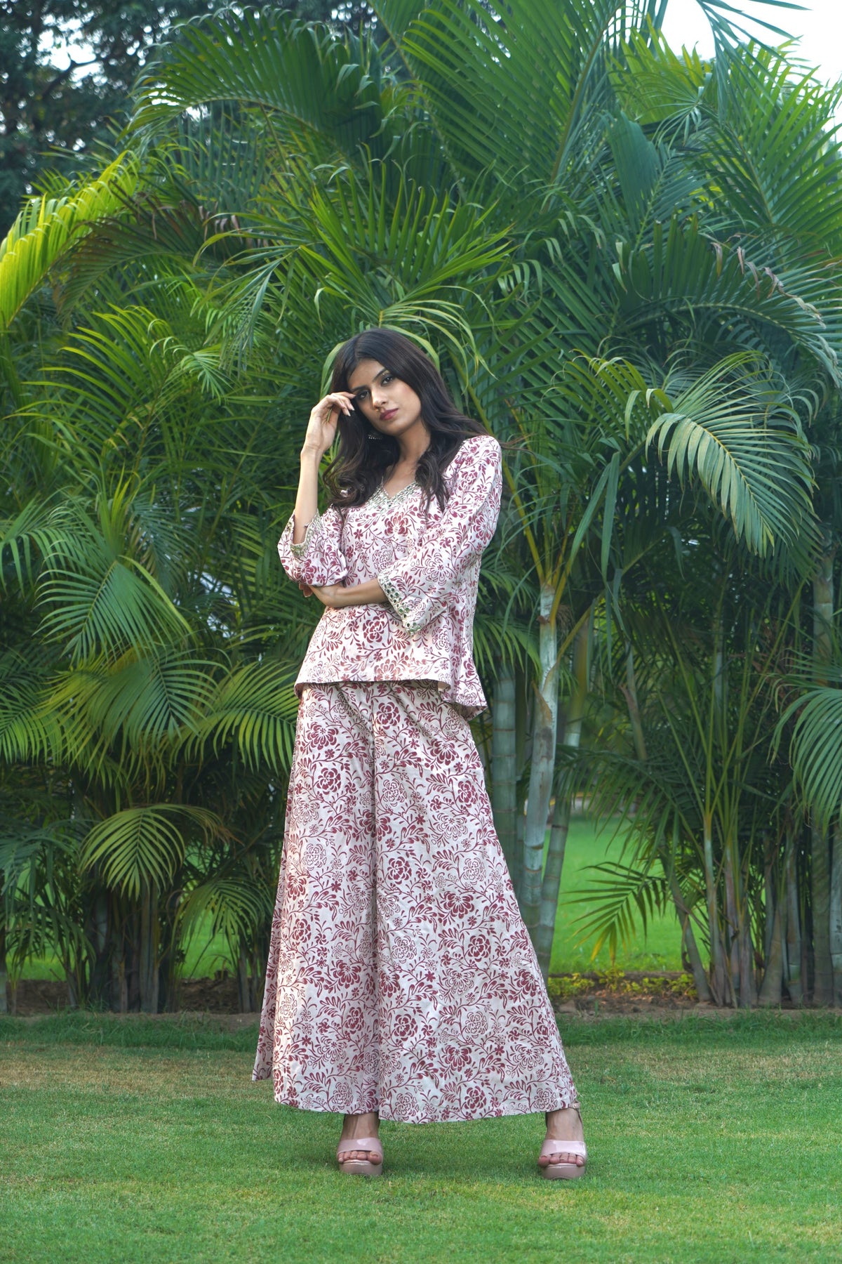 Mauvewood Peplum Set