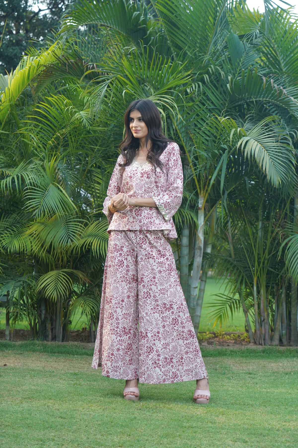 Mauvewood Peplum Set