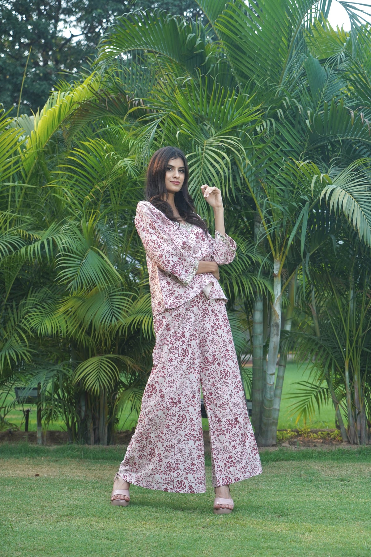 Mauvewood Peplum Set