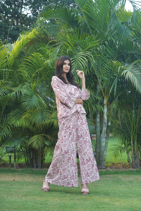Mauvewood Peplum Set