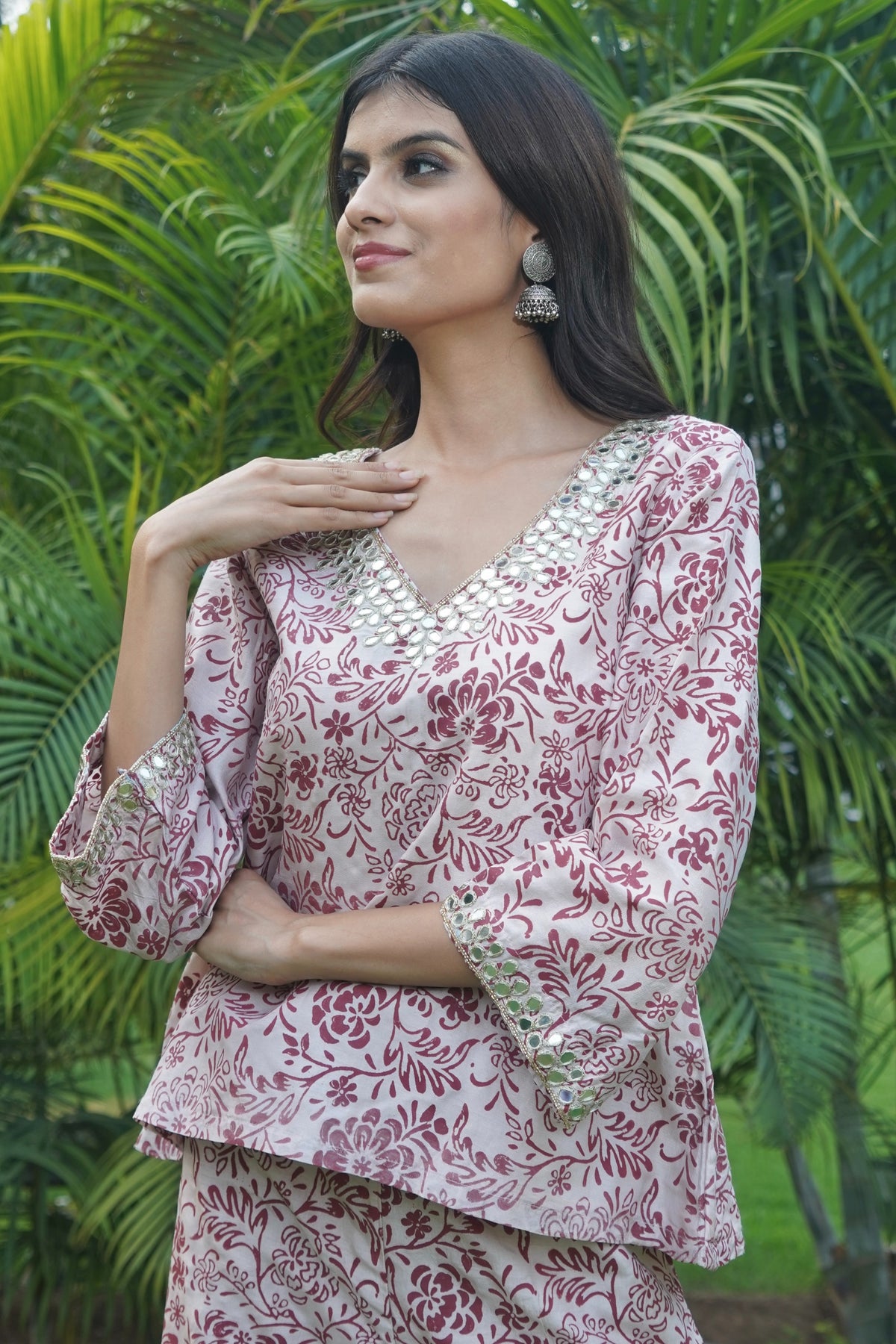 Mauvewood Peplum Set