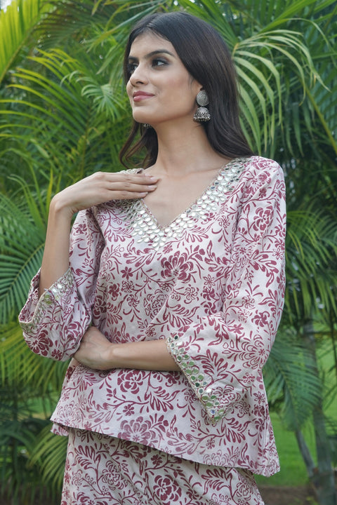 Mauvewood Peplum Set