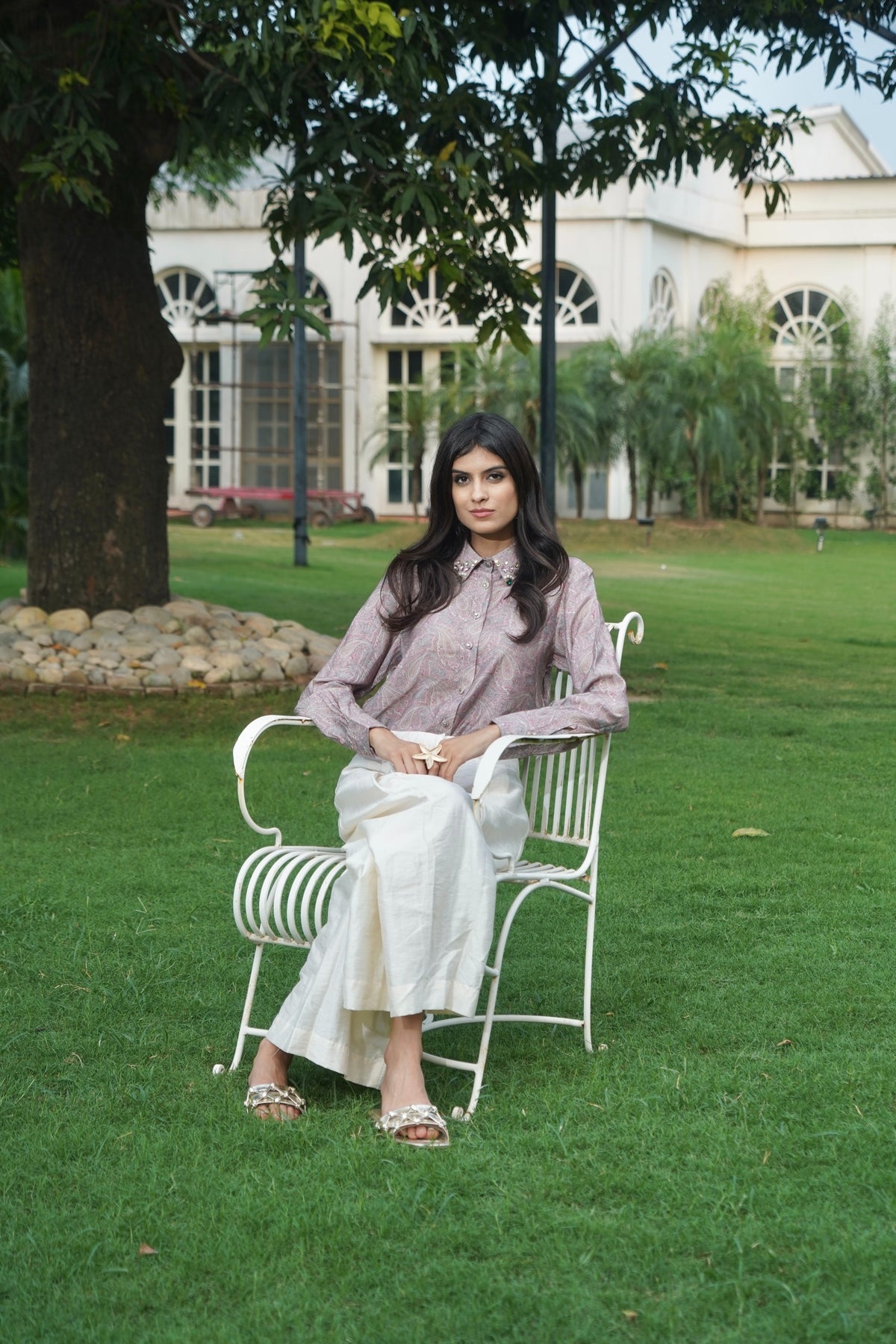 Pink Paisley Embroidered Shirt