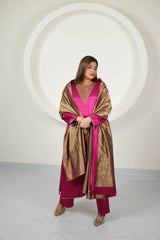 Noor-E-Firoza Fuschia Mashru Kurta Set