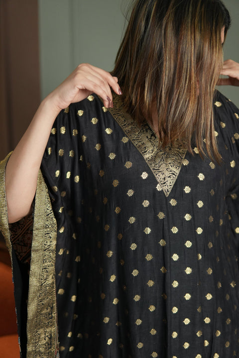 Noor-E-Zeba Black Dola Kaftan Set