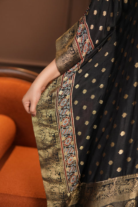Noor-E-Zeba Black Dola Kaftan Set