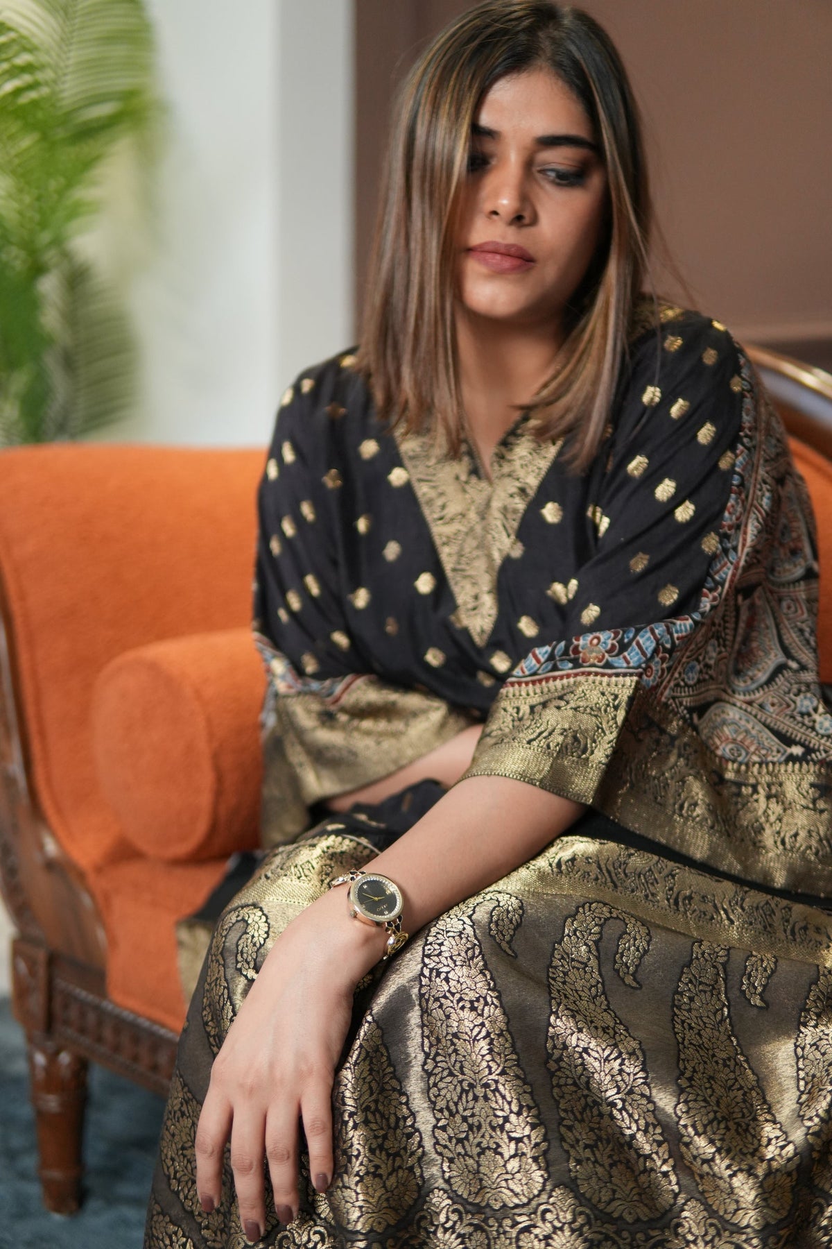 Noor-E-Zeba Black Dola Kaftan Set