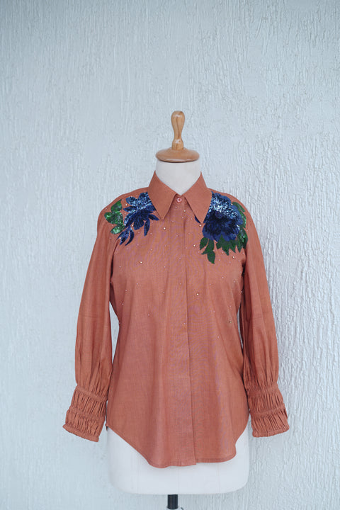Rust Orange Linen Shirt