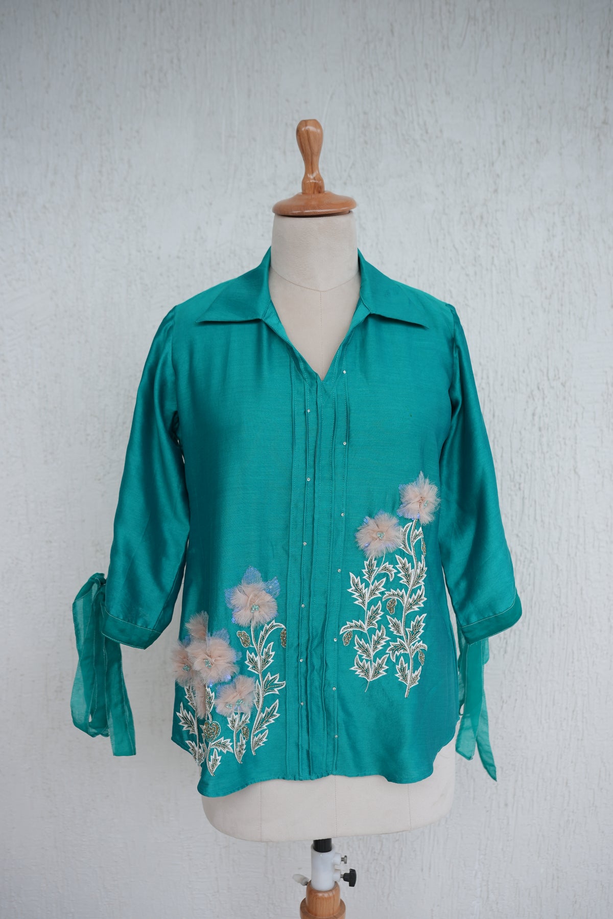 Turquoise Chanderi Shirt