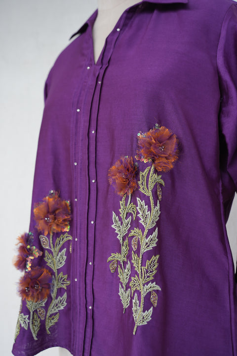 Deep Purple Chanderi Shirt