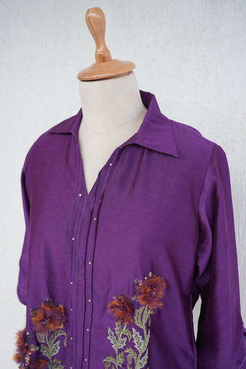 Deep Purple Chanderi Shirt