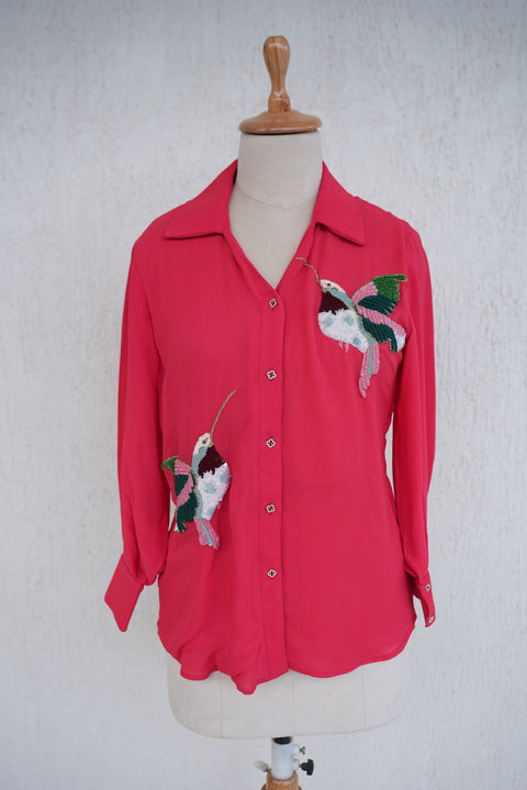 Cherry Red Georgette Shirt