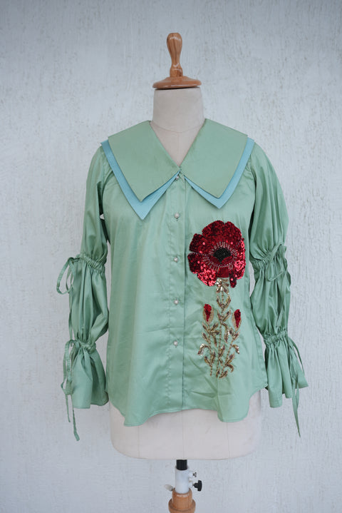 Pistachio Green Cotton Shirt