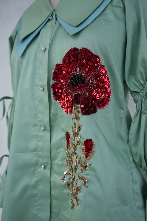 Pistachio Green Cotton Shirt