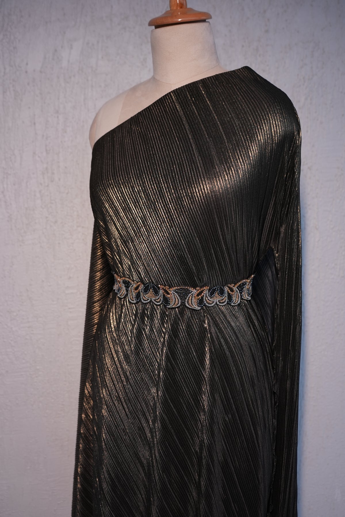 Metallic Gold Pleated Cape
